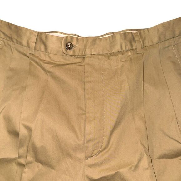 Zanella Tan Twill Chino Dress Pleated Trouser Pants 34/30 - Picture 4 of 10